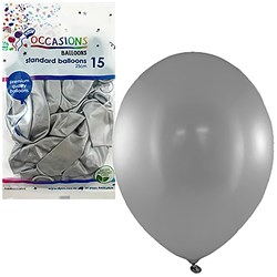 Alpen Balloons 25Cm Silver Pack Of 15