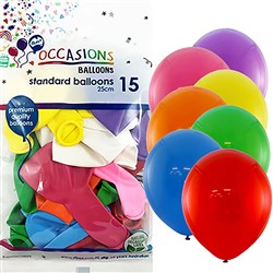 Alpen Balloons 25Cm Assorted Colours Pack Of 15