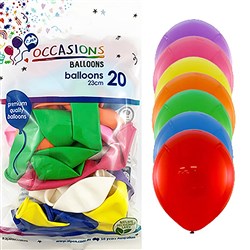 Alpen Balloons 23Cm Assorted Colours Pack Of 20