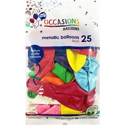 Alpen Balloons 30Cm Metallic Assorted Colours Pack Of 25