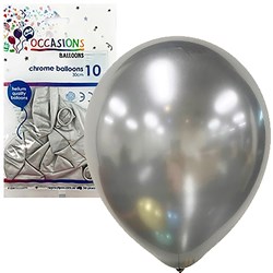 Alpen Balloons 30Cm Chrome Silver Pack Of 10