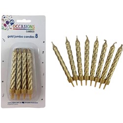 Alpen Birthday Candle Spiral Jumbo Gold Pack Of 8