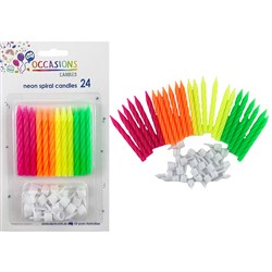 Alpen Birthday Candle With Holders Neon Assorted Colours Pack Of 24