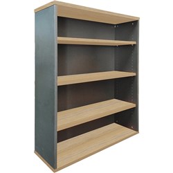 Rapidline Worker Bookcase 3 Shelves 1200Hx900Wx315mmD Natural Oak and Ironstone