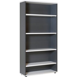 Rapidline Worker Bookcase 4 Shelves 1800Hx900Wx315mmD Natural White and Ironstone