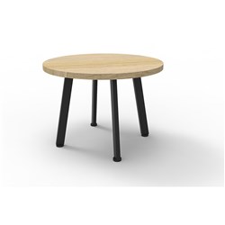 Rapid Eternity Round Coffee Table 450Hx600Mmd Natural Oak Top Black Base