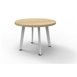 Rapid Eternity Round Coffee Table 450Hx600Mmd Natural Oak Top White Satin Base