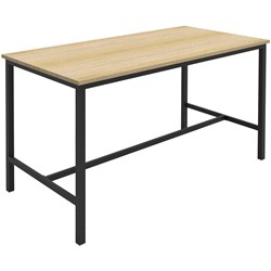 Rapidline High Bar Table 1050Hx900Wx1800Mmd Natural Oak Top Black Frame