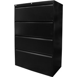 Rapidline Go Lateral Filing Cabinet 4 Drawer 1321Hx900Wx473Mmd Black