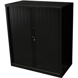 Rapid Go Tambour Door Storage Cupboard No Shelves Included 1200Hx1200Wx473Mmd Black