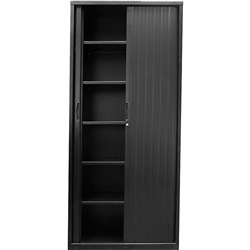 Rapid Go Tambour Door Storage Cupboard No Shelves Included 1981Hx900Wx473Mmd Black
