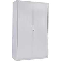 Rapid Go Tambour Door Storage Cupboard No Shelves Included 1981Hx900Wx473Mmd White