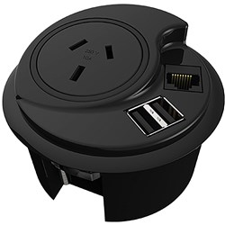 Rapid In Desk Power Module 1000Mm Lead Black