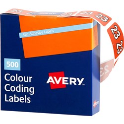 Avery Side Tab 23 Year Code  Label 25X38Mm Orange  Box Of 500
