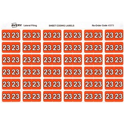 Avery Side Tab 23 Year Code  Label 25x38mm Orange  Pack of 180