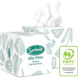 Sorbent Professional Silky  White Facial Tissue 2 Ply  90 Sheets Cube