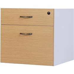 Logan Fixed Pedestal Lockable  1 Standard And 1 Filing Drawer  White And Oak