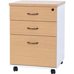 Logan Mobile Pedestal  2 Drawer And 1 Filing Drawer  White And Oak