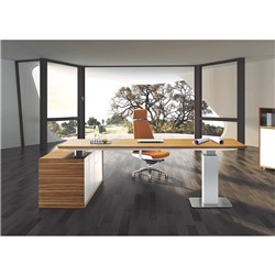 Evolution Adjustable Executive Desk Right Return 2280Wx2100D X 740-1200Mmh Zebrano/White