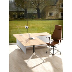 Potenza Desk Right Hand Return 2150W X 1850D X 750Mmh Virginia Walnut And White