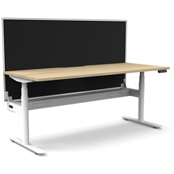 Rapidline Halo+ Single Sided Workstation + Screen + Cable Tray 1200Mmw Oak/White