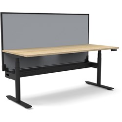 Rapidline Halo+ Single Sided Workstation + Screen + Cable Tray 1500Mmw Oak/Black