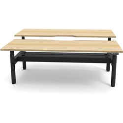Rapidline Halo+ Back To Back Workstation + Cable Tray 2 Person 1200Mmw Oak/Black