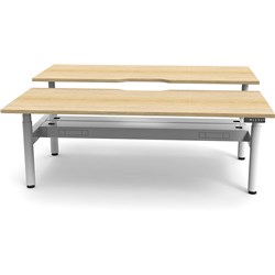 Rapidline Halo+ Back To Back Workstation + Cable Tray 2 Person 1800Mmw Oak/White