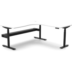 Rapidline Halo+ Corner Workstation + Tray 1500/1500W X 750D X 1270Mmh White/Black