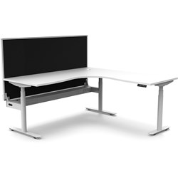 Rapidline Halo+ Corner Workstation + Screen + Cable Tray 1500/1500Mmw White/White