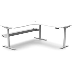 Rapidline Halo+ Corner Workstation + Tray 1800/1500W X 750D X 1270Mmh White/White