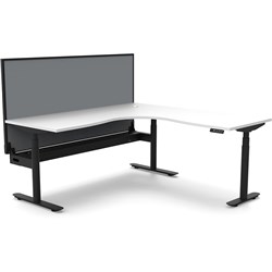 Rapidline Halo+ Corner Workstation + Screen + Cable Tray 1800/1500Mmw White/Black