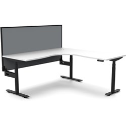 Rapidline Halo+ Corner Workstation+Screen 1800/1800W X 750D X 1330Mmh White/Black