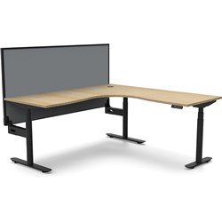 Rapidline Halo+ Corner Workstation+Screen 1800/1800W X 750D X 1330Mmh Oak/Black