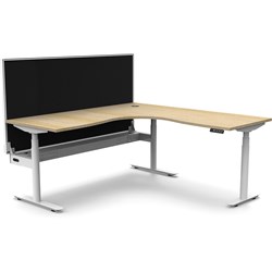 Rapidline Halo+ Corner Workstation + Screen + Cable Tray 1800/1800Mmw Oak/White