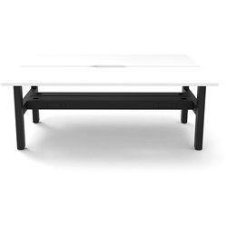 Rapidline Boost Static Back To Back Workstation+Tray 2 Person 1500Wx1500Dx730Mmh White/Black