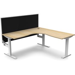 Rapidline Boost Static Corner Workstation+Screen 1500/1500W X 750D X 1330Mmh Oak/White
