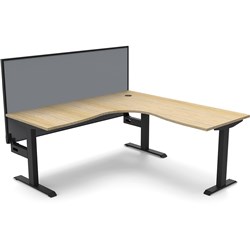 Rapidline Boost Static Corner Workstation+Screen 1800/1500W X 750D X 1330Mmh Oak/Black