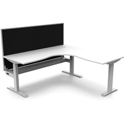 Rapidline Boost Static Corner Workstation + Screen + Cable Tray 1500/1500Mmw White/White