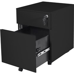 Rapidline Go Steel Mobile Pedestal 1 Drawer 1 File 390W X 472D X 527Mmh Black
