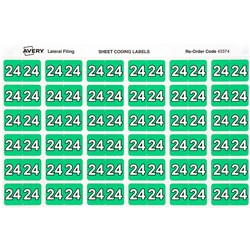 Avery Side Tab 24 Year Code Labels 25x38mm Green Pack of 180