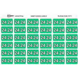 Avery Side Tab 24 Year Code Labels 25X38Mm Green Pack Of 180