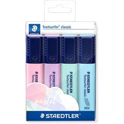 Staedtler Textsurfer Classic Highlighter Chisel 1-5mm Pastel Assorted Wallet of 4