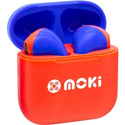 Moki Mokipods Volume Limited True Wireless Stereo Kids Mini Earphones Red And Blue