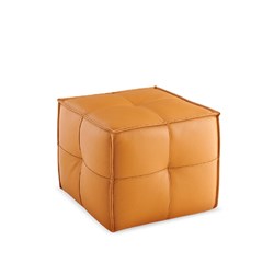 K2 Cube Square Ottoman Orange PU Leather 
