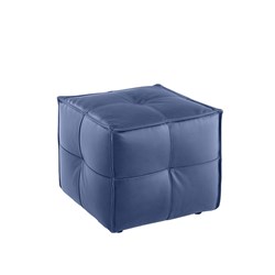 K2 Cube Square Ottoman Blue PU Leather 