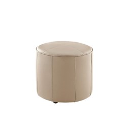 K2 Keg Round Ottoman Beige Pu Leather