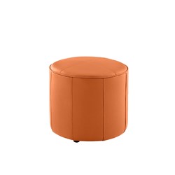 K2 Keg Round Ottoman Orange Genuine Leather 