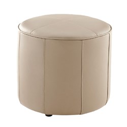 K2 Keg Round Ottoman Beige Genuine Leather 