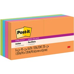 Post-It 622-8Ssau Super Sticky Notes 47.6 X 47.6Mm Energy Boost Pack Of 8